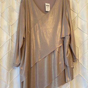 Gold shimmer top with asymmetric detail - Chico's size 3